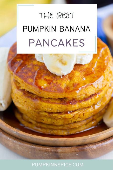 Healthy Pumpkin Oatmeal Pancakes, Pumpkin Banana Oat Pancakes, Banana Pumpkin Pancakes Healthy, 1 Banana Pancakes, Overripe Banana Pancakes, Banana Pumpkin Waffles, Quick Pumpkin Breakfast Recipes, Toddler Pumpkin Pancakes, Banana And Pumpkin Recipes