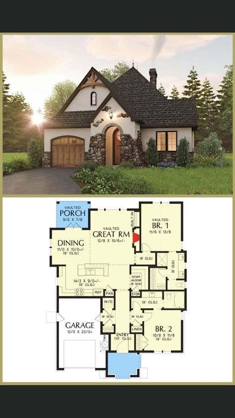 Cottage Layout, Cottage Floor Plan, Cottage Flooring, Cottage Floor Plans, Sims 4 House Plans, Free House Plans, 2 Bedroom House Plans, Cottage Style House Plans, Garage Floor Plans