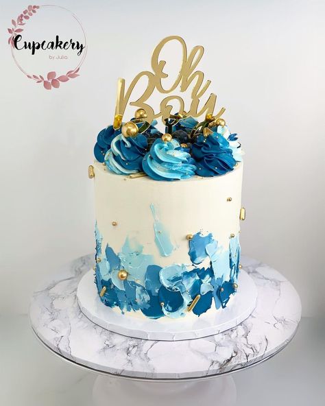 Boys Cake Design, Simple Baby Shower Cakes, Simple Cake Designs For Boys, Cakes For Boys Birthday, Cake Design For Boys, Baby Boy Baby Shower Cake, Baby Shower Cake Boy, Blue Baby Shower Cake, Cake Minimalist