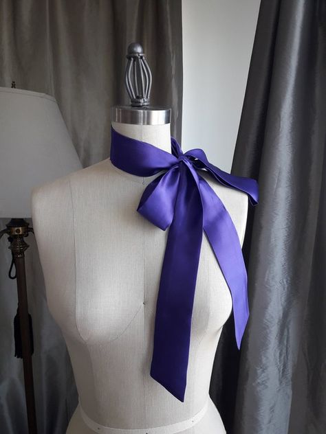 Purple Silk Scarf, Diy Ruffle, Bow Choker, Scarf Bow, Bow Scarf, Bow Bow, Purple Scarves, Lace Cuffs, Purple Bows