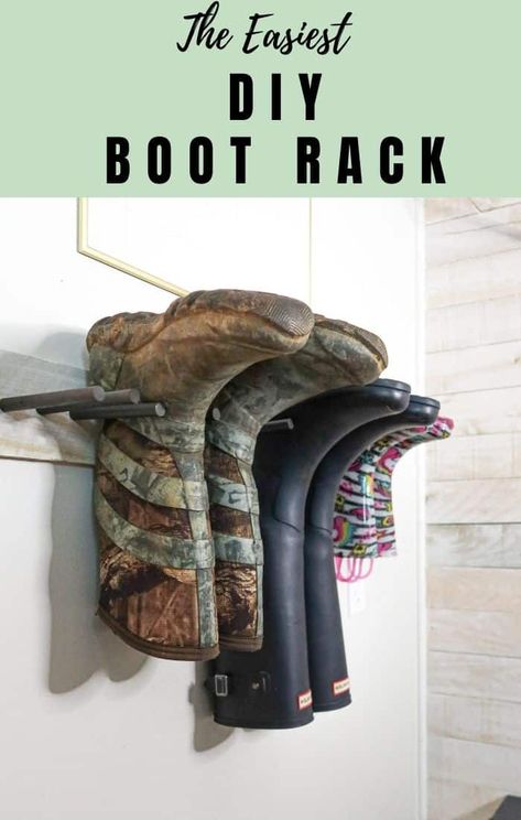 Work Boot Organization, Boot Holder Diy, Boot Rack Ideas, Boot Storage Diy, Organize Boots, Diy Boot Rack, Cowboy Boot Storage, Boot Drying Rack, Tall Boot Storage