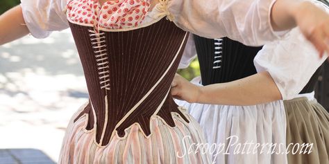 Introducing the 1780s Augusta Stays pattern! - The Dreamstress Augusta Stays, Stay Pattern, Hobbit Outfit, 1780s Stays, 1780s Dress, Regency Stays, Stays Pattern, Colonial Clothing, Tab Design