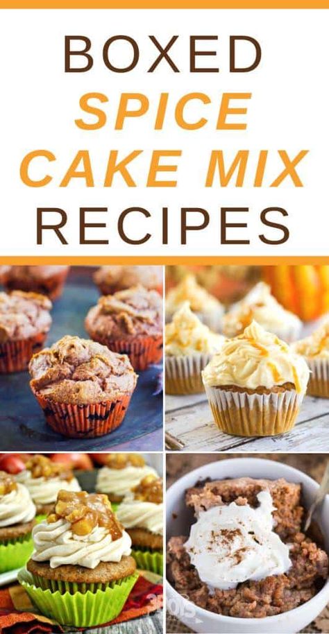 Pumpkin Spice Cake Mix Dessert, Box Spice Cake Recipes Ideas, Pumpkin Apple Spice Cake, Things To Make With Spice Cake, Recipes With Boxed Spice Cake, Fall Box Cake Recipes, Spice Cake Mix Desserts Easy, Boxed Spice Cake Recipes Ideas With Apples, Spice Cake Mix Recipes With Pineapple