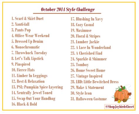 October. October Style Challenge, October Makeup Challenge, Ootd Challenge, Outfit Themes, October Style, Athleisure Chic, Throwback Tuesday, 2014 Style, Theme List