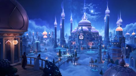 ArtStation - Cloud City Moon City Fantasy Art, Cloud City Fantasy Art, Sky City Fantasy Art, Silvermoon City, Cloud Kingdom, City In The Sky, Fantasy Cities, Castle House Design, Wallpaper Drawing