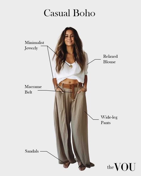 Casual Boho outfit idea for women Yoga Style Fashion Boho, Boho And Classic Style, Mom Jeans Boho Outfit, Middle Age Boho Style, Relaxed Boho Style Outfit Casual, Boho In Your 40s, Boho Relaxed Outfit, Boho Outfit Inspo Bohemian, Bohemian Style Outfits Summer