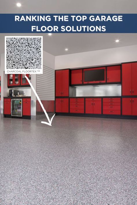 Fix Garage Concrete Floor, Inexpensive Garage Floor Ideas, Finished Garage Floor, Garage Floor Coatings Concrete, Cheap Garage Floor Ideas, Diy Garage Floor Ideas, Polished Concrete Garage Floor, Garage Flooring Options Epoxy, Garage Floor Ideas Tiles