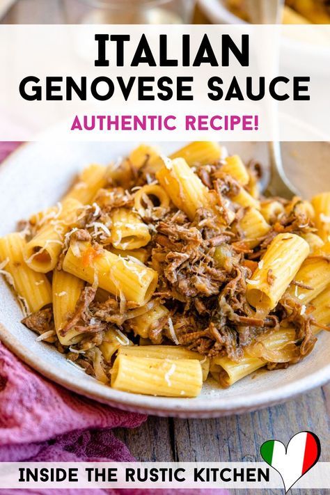 Pasta All’s Genovese, Genovese Recipes, Pasta Genovese Recipe, Neapolitan Ragu, Meaty Ragu, Genovese Sauce Recipe, Genovese Sauce, Genovese Pasta, Pasta Genovese