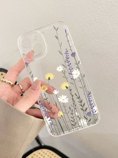 Mobile Cases Aesthetic, Flower Phone Case Painting, Hand Painted Mobile Covers, Flower Cases Iphone, Paint On Phone Case, Cute Diy Phone Cases, Phone Cover Painting Ideas, Cute Phone Cases Diy, Painting On Phone Case