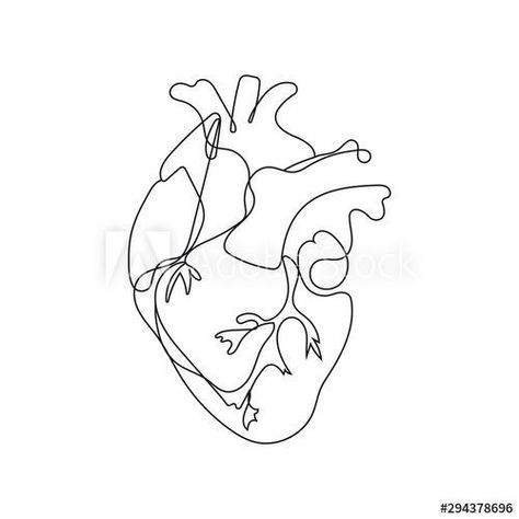 Drawing Brain, One Line Illustration, Heart Line Art, Brain Design, Line Drawing Tattoos, Drawing Heart, Line Art Tattoo, Heart Line, Kunst Tattoos