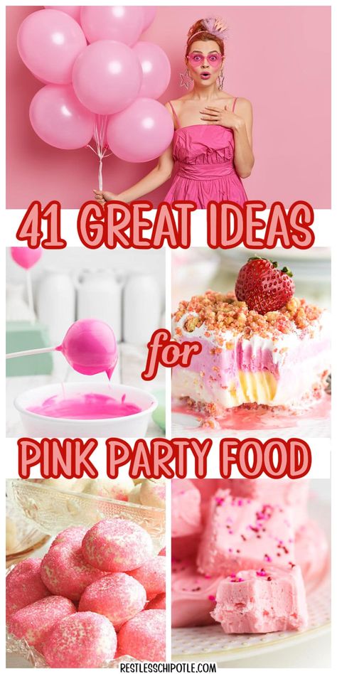 Pink Party Finger Foods, Pink Hors D’oeuvres, Essen, Color Party Ideas For Adults Pink Food, Think Pink Party, Pink Party Snack Table, All Pink Party Food, Pink Out Food Ideas, Pink Food Party Ideas