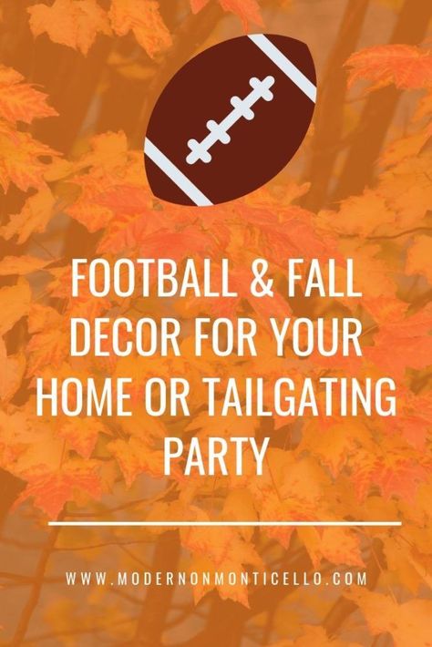 Football and Fall! - Modern on Monticello #fall #footballparty #falldecorideas #football Football Bedroom Decor, Football Pillows, Fall Flags, Football Decor, Football Decorations, Fall Football, Football Wall, Fall Pillow Cover, Garden Route