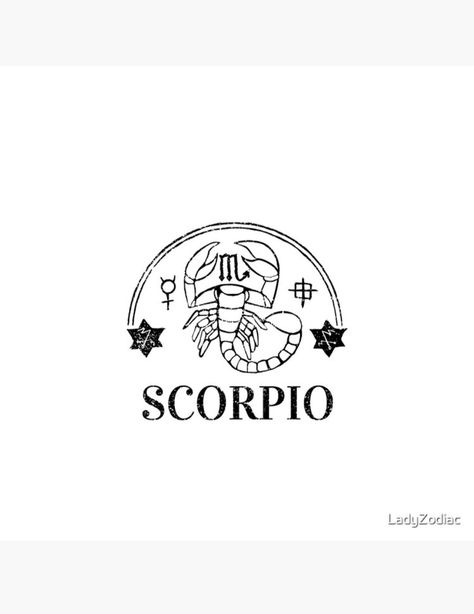 White background with black graphics. In bold font reads 'Scorpio'. Above is the image of a Scorpion set between two stars to symbolize the scorpio Zodiac sign. Scorpion Zodiac, Scorpions Zodiac, Zodiac Aesthetic, Art Pins, Aesthetic Poster, Scorpio Zodiac, Life Design, Perfect Birthday, Scorpion