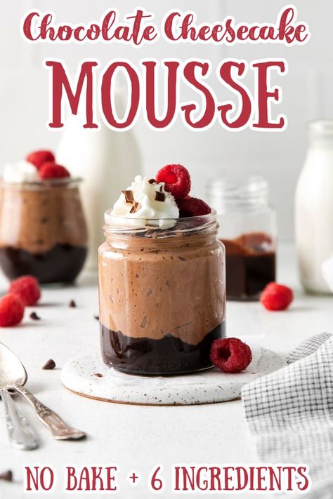 Chocolate Cheesecake Mousse No Bake, Chocolate Mousse Cake Cups, Chocolate Mousse Mini Desserts, Chocolate Mousse Dessert Ideas, Elegant Desserts Easy Simple, Chocolate Mouse Desert, Chocolate Mousse Cheesecake Recipe, Mini No Bake Desserts, Mousse Recipes Desserts