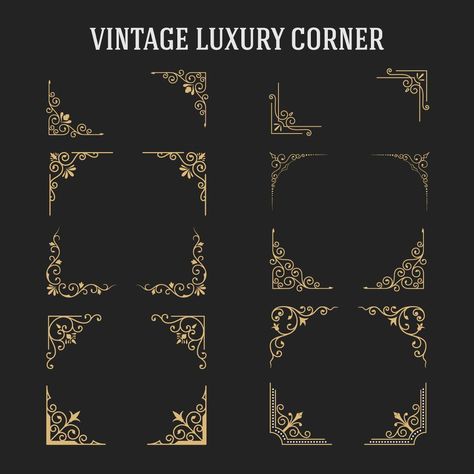 Corner Ornament, Vintage Ribbon Banner, Wedding Badges, Ornament Vector, Victorian Frame, Vintage Borders, Corner Design, Ornament Frame, Vintage Grunge