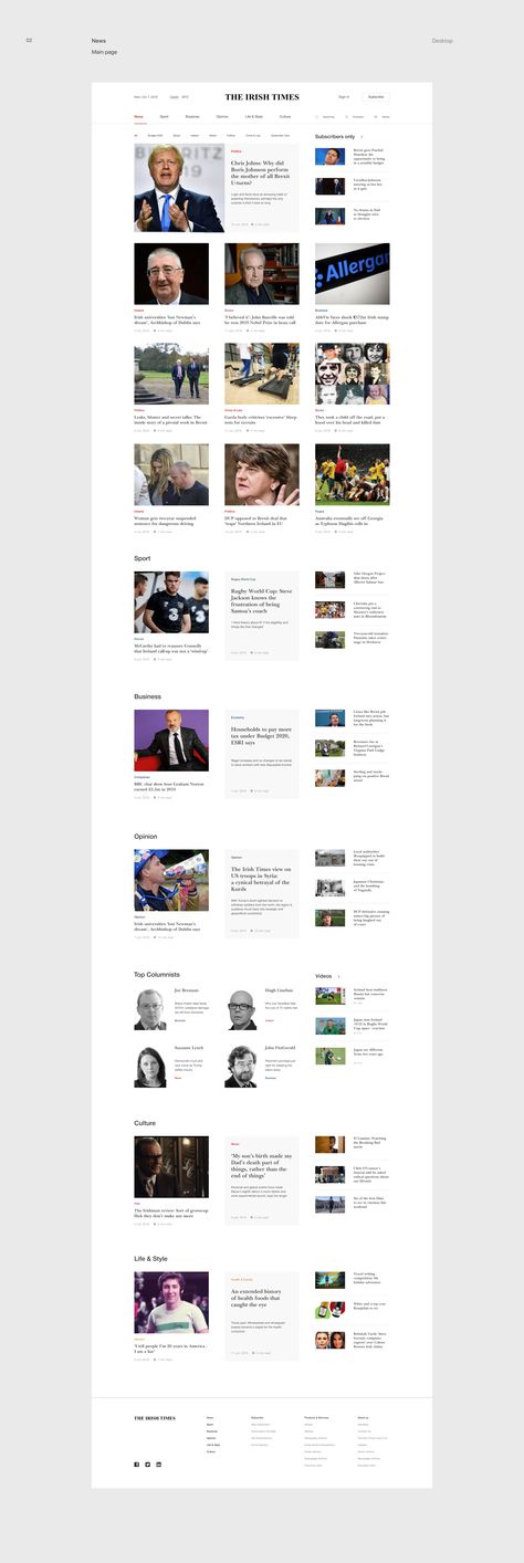 The Irish Times — News portal redesign concept on Behance Simple Website Design, Corporate Website Design, Portal Website, Ui Website, Blog Website Design, News Website Design, News Web Design, Website Design Wordpress, Best Website Design