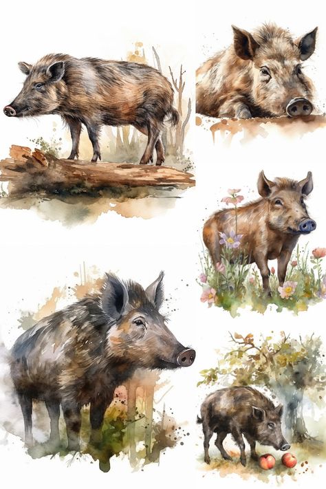 Wild Boar Photography, Wild Boar Painting, Wild Hog Tattoo, Wild Pig Drawing, Wild Boar Illustration, Wild Boar Art, Wild Boar Drawing, Emboar Pokemon, Boar Drawing