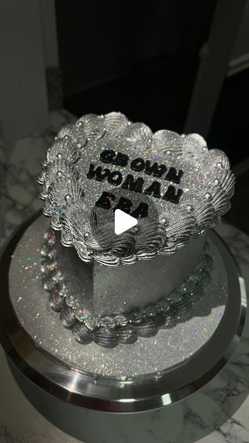 Bespoke cakes in Baltimore Maryland 🇺🇸 on Instagram: "Grown woman era! Silver chrome heart cake with silver glitter cause glitter make everything better😍. #baltimorebaker #silvercake #chrome #Baltimorecakes #heartcake #glittercake #vintagecake #cutecake #cakesofinstagram #dmvcakes #dmvbaker #cakereels #caketrends #instacake #blowthisup #customcakes #trendingreels #luxurycakes #grownwoman" Pastel, Chrome Heart Cake, Glitter Cake Ideas, Heart Glitter Cake, Silver Heart Cake, Grown Woman Era, Black Glitter Cake, Glitter Heart Cake, Silver Birthday Cake