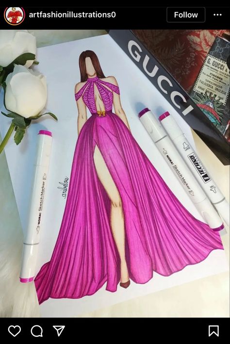 Fashion Illustration Tutorial, Fashion Illustration Collage, Fashion Design Books, Pink Satin Dress, Fashion Drawing Tutorial, Dress Design Drawing, Fashion Illustration Sketches Dresses, Fashion Design Patterns, Fashion Design Collection