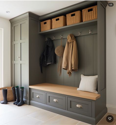 Hallway 2023, Hallway Coat Storage, Mudroom Shelves, Boot Room Storage, Boot Rooms, Boot Room Utility, Hallway Seating, Utility Room Designs, Mudroom Remodel