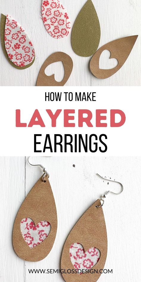 Get easy tips for layering fabric and faux leather to make peekaboo earrings with your Cricut. These cute earrings come with a free SVG to download and use. Diy Faux Leather Earrings Cricut, Faux Leather Earrings Cricut Svg Free, Faux Leather Earrings Template Free, How To Make Leather Earrings, Faux Leather Keychain Cricut, Cricut Faux Leather Projects, Faux Leather Projects, Earrings With Cricut, Leather Cricut