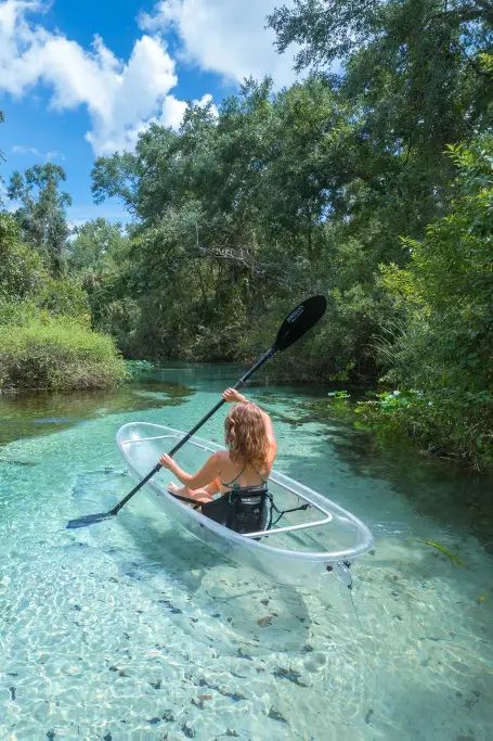 Clear Water Kayaking, Clear Kyacking, Clear Boat Kayak Aesthetic, Hawaii Kayaking, Bioluminescent Kayaking, Clear Canoe, Kayaking Aesthetic, Clear Kayak, Kings Landing