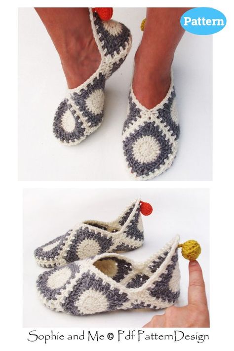 Granny Square Elf Slippers Crochet Pattern Crochet Granny Square Socks, Granny Square Socks Free Pattern, Crochet Granny Square Slippers, Granny Square Slippers Free Pattern, Crochet Shoes Pattern Women, Granny Square Socks, Crochet Slippers Free Pattern Easy, Easy Crochet Slippers Free Pattern, Women's Crochet Slippers Free Pattern