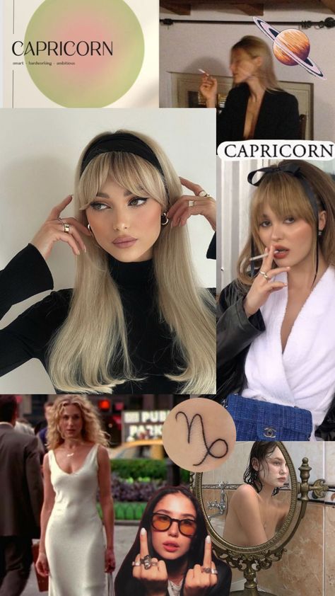 Capricorn sun Capricorn Makeup Aesthetic, Sun In Capricorn Aesthetic, Leo Rising Aesthetic Makeup, Venus In Capricorn Outfit, Capricorn Venus Makeup, Capricorn Rising Aesthetic Outfits, Capricorn Venus Style Aesthetic, Capricorn Hairstyles, Capricorn Rising Makeup