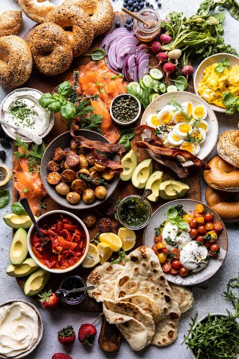 Mother's Day Menus and Entertaining Tips. Brunch Board, Food Boards, Indian Dinner, Brunch Spread, Spring Brunch, Half Baked Harvest, Food Platters, Food Presentation, Types Of Food