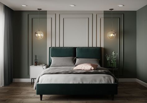 Monochromatic Bedroom, Bedroom Interior Design Luxury, Modern Bedroom Interior, Luxury Bedroom Master, Classic Bedroom, Bedroom Bed Design, Wall Molding, Bedroom Furniture Design, Master Bedrooms Decor