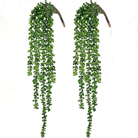 Artificial succulents, string of pearls, life like, good quality, well made, looks great, good value, great value Hanging Faux Plants, Succulents Hanging, String Of Pearls Plant, Artificial Hanging Plants, Hanging Vines, Long Branch, Artificial Succulents, Garden Windows, String Of Pearls