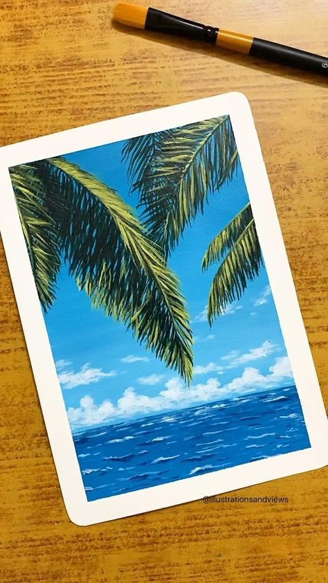 Tropical paradise painting 🏝 | Sky art painting, Canvas painting, Nature art painting Very Easy Paintings, Painting Ideas Easy Simple, Paradise Painting, Painting Ideas Easy, Sky Art Painting, Canvas Painting Tutorials, Soyut Sanat Tabloları, Abstract Art Painting Diy, Art Painting Gallery