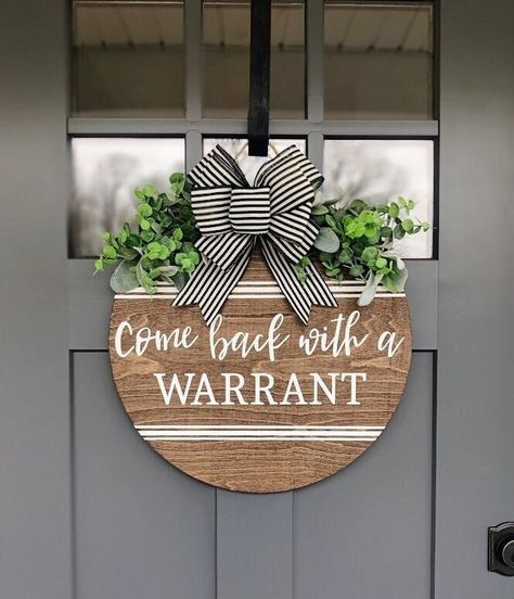 Excited to share the latest addition to my #etsy shop: Front Door Decor | Door Wreath | Go Away | Come Back With A Warrant | Funny Welcome Sign | Home Decor | UnWelcome https://etsy.me/3QXLmse Unwelcome Sign Front Door, Wooden Signs Wreaths & Garlands, Funny Front Door Wreaths, Sarcastic Front Door Signs, Unwelcome Porch Sign, Funny Welcome Signs For Front Door, Circle Welcome Sign Front Door, Unwelcome Signs, Funny Front Door Signs