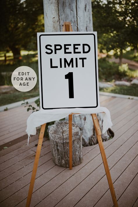 Add fun and style to your need four speed race car party theme with this speed limit 4 sign. There are so many options to decorating your party and food table with these adorable checkered flag toppers and mini speed limit signs. Customize to any age, with this editable birthday sign, on a smartphone, laptop, tablet or pc using Corjl. Or mix it up with other 1st birthday race car birthday decoration printables! Get instant access straight after your payment is processed, to edit, download and pr Two Fast Two Furious, Race Car Birthday Decorations, Auto Party, Car Birthday Party, Car Themed Parties, Race Car Birthday Party, Car Party, Race Car Party, Race Car Birthday