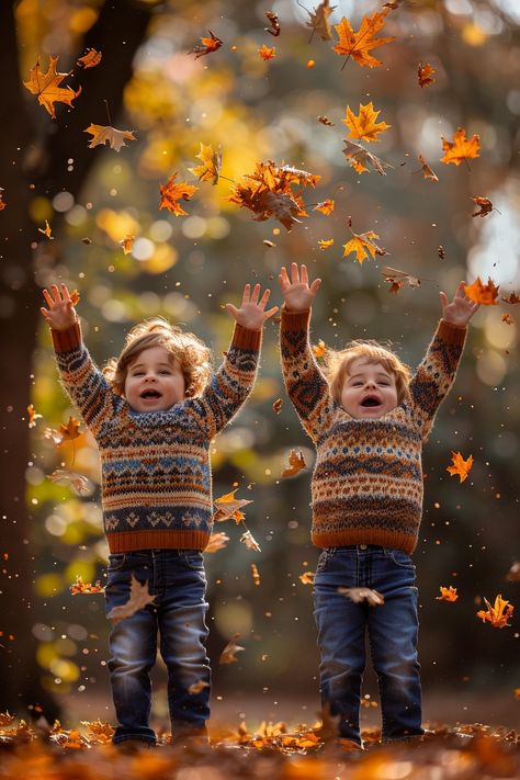 10 Epic Photoshoot Ideas for Twins That Will Double Your Fun! Fall Photoshoot Ideas For Kids, Twin Family Photoshoot, Fall Toddler Photoshoot, Twin Toddler Photography, Fall Pictures Kids, Young Sibling Photography, Epic Photoshoot, Cousin Photo Shoots, Twin Photoshoot