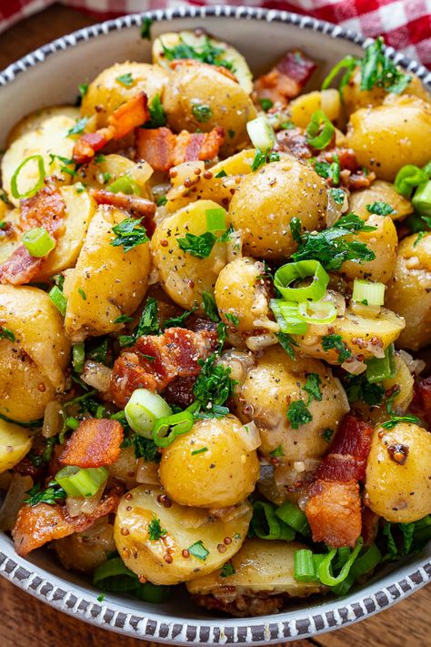 Warm German Potato Salad Warm German Potato Salad, German Salads, Herbed Potato Salad, German Potato Salad Recipe, Warm Potato Salads, Potato Salad Healthy, German Potato, German Potatoes, German Potato Salad