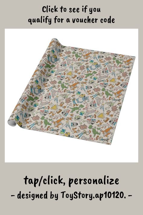 Toy Story 4 | Retro Character Toss Pattern Wrapping Paper - tap/click to get yours right now! #WrappingPaper #toy #story #4, #disney, #pixar, Toy Story Gifts, Wedding Wrapping Paper, Animated Movies For Kids, Toy Story Movie, Retro Character, Disney Birthday Party, Woody And Buzz, Toy Story Birthday Party, Toy Story Birthday