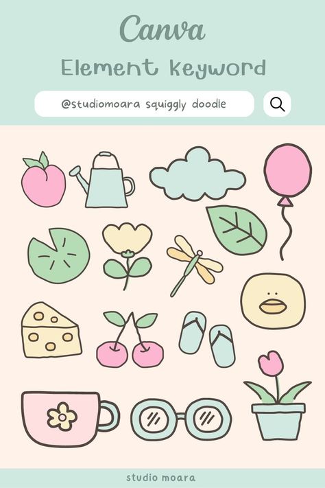 Canva Kawaii Elements, Canva Doodle Elements, Squiggly Doodles, Canva Keywords Elements, Canva Keywords, Canva Frames, Keyword Elements Canva, Snapchat Stickers, Email Marketing Template