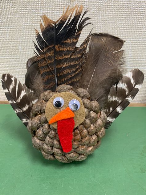 Pine Cone Turkeys How To Make, Pine Cone Turkey Craft, Pine Cone Turkey, Pine Cone Turkeys For Kids, Pine Cone Turkeys, Turkey Crafts Preschool, Pinecone Turkey, Thanksgiving Toddler, Thanksgiving Turkey Craft