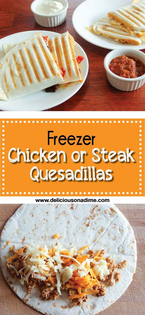 Freezer Steak or Chicken Quesadillas Frozen Lunches, Freezer Lunches, Freezer Sandwiches, Superbowl Food, Freezer Dinners, Freezer Friendly Meals, Freezable Meals, Freezer Meal Planning, Prep Meals