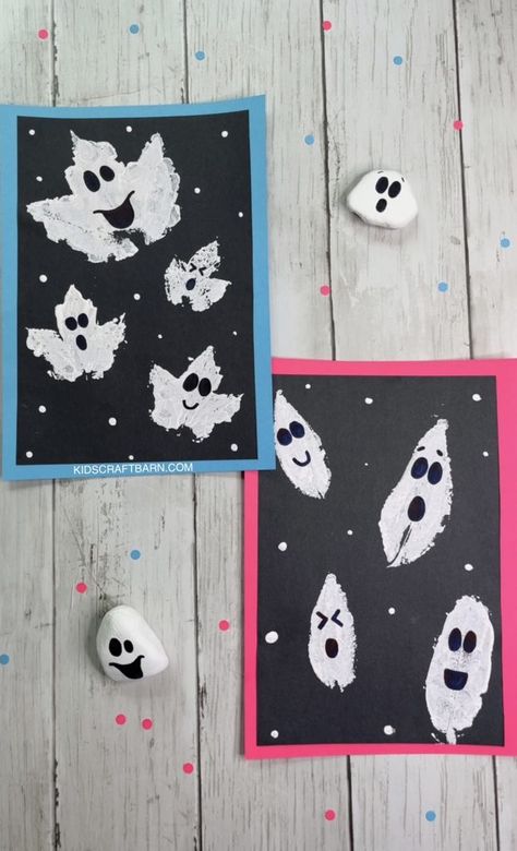 Leaf Printed Ghosts - Kids Craft Barn Diy Halloween Decorations For Kids, Halloween Paper Decorations, Thanksgiving Table Decor Ideas, Halloween Crafts Preschool, Halloween Decorations For Kids, Easy Diy Halloween Decorations, Thanksgiving Table Decor, October Crafts, Halloween Arts And Crafts