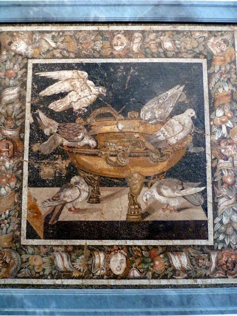 Naples, Mosaic, Art, Pompeii, Roman Mosaic, Exercise Book, Birds