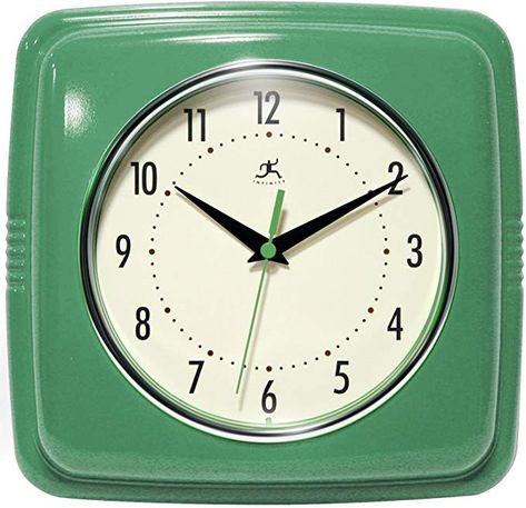 Amazon.com: Infinity Instruments Square Clock, Green: Collectibles & Fine Art Square Clocks, Retro 9, Contemporary Wall Clock, Retro Wall Clock, Kitchen Clocks, Retro Clock, Square Wall Clock, Plywood Furniture, Clock Decor