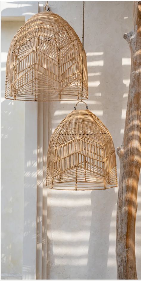 Pendant Lights in natural materials - rattan, seagrass, raffia, cotton, wicker. Boho and Modern Rustic look. All shapes and sizes – tagged "Pendant Lights" – Flo & Joe Flos Lighting Pendants, Ibiza Style Interior, Rattan Lamps, Home Yoga Room, Boho House Decor, Rattan Pendant Lights, Boho Lamp, Boho Lighting, Wicker Pendant Light