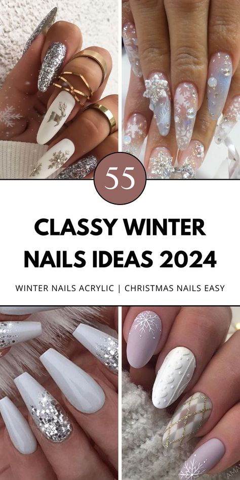 Ready for winter nail inspiration? These 55+ designs cover easy nail patterns, Christmas acrylic nails, and colorful looks! With ideas for winter nails in acrylic and cute Christmas nails, find your next favorite. Try Xmas nail art, Christmas gel nails, and more—save for winter fashion! Christmas Acrylic Nails Aesthetic, Hot Nails Trends 2024 Winter, Colorful Christmas Nails Acrylic, False Nail Ideas, Christmas Nails Acrylic 2024, Silver Glitter Nails With Design, Ice Nails Winter, Wi Ter Nails, Winter Nails After Christmas