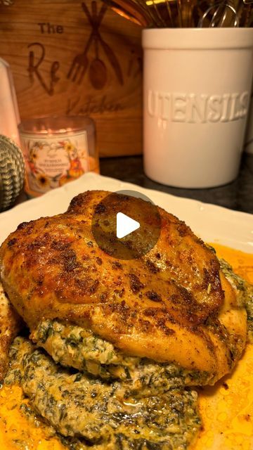 Chef Kilo P. on Instagram: "Ruth Chris inspired Stuffed Chicken Breast
•
This is one of my highly rated recipes in my cookbook, and it’s for good reason! 🤤

You can find it on page 53. And guys don’t forget to grab your copy on my website (linked in bio) so you’re not missing out on these delicious dishes ☺️ Each recipe includes a detailed ingredient list and step by step directions! 
•
TIPS:
1. I like to use a whole chicken and portion out the breast because I prefer making it with the skin on so it can get nice and crispy. Plus I think it doesn’t dry out as quickly. (However, You absolutely can use this recipe with regular boneless/skinless breasts)
2. Cut pockets into the sides of the chicken breast deep enough to hold the filling without cutting all the way through
3. Add 1-2 pads of Stuffed Whole Chicken Recipes, Split Chicken Breast Recipes, Ruth Chris Stuffed Chicken, Chicken Stuffed With Spinach And Ricotta, Ruth’s Chris Stuffed Chicken, Chicken Breast Stuffed With Spinach, Ruth’s Chris Chicken, Split Breast Chicken Recipes, Stuffed Chicken Breast Recipes