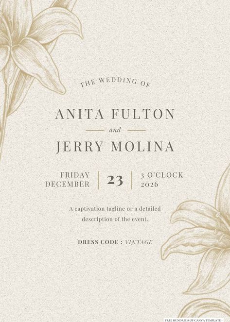 Nice 20+ Vintage Line Drawing Floral Canva Wedding Invitation Templates If you're getting married soon and want your wedding invitations to be unique and memorable, why not try something vintage-inspired? Floral vintage modern wedding invitations are the perfect way to ad... Modern Vintage Wedding Invitations, Vintage Modern Wedding, Line Drawing Floral, Online Invitation Card, Drawing Floral, Free Wedding Invitation Templates, Canva Wedding, Wedding Greetings, Popular Wedding Dresses