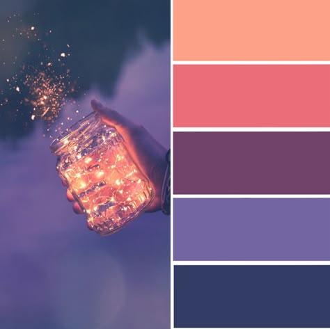 Pink Brown Blue Color Scheme, Purple And Copper Color Palette, Colour Swatches Aesthetic, Dream Colour Palette, Enchanting Color Palette, Blue Pink Gold Color Palette, Day And Night Color Palette, Constellation Color Palette, Whimsical Color Palette Colour Schemes