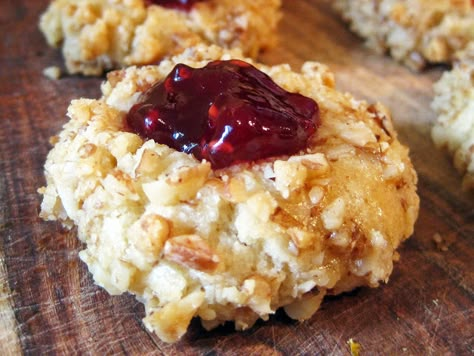 Birdsnest Cookies, Thimble Cookies, Jam Thumbprints, Cookies Thumbprint, Birds Nest Cookies, Xmas Baking, Homemade Strawberry Jam, Thumbprint Cookies, Xmas Cookies