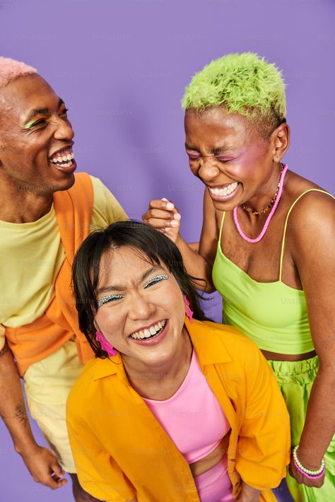 A woman with bright green hair and pink earrings photo – Excitement Image on Unsplash Happy Images, A Group Of People, Generation Z, Fun Group, Beauty Shoot, Man Ray, Group Of People, People Laughing, Human Face